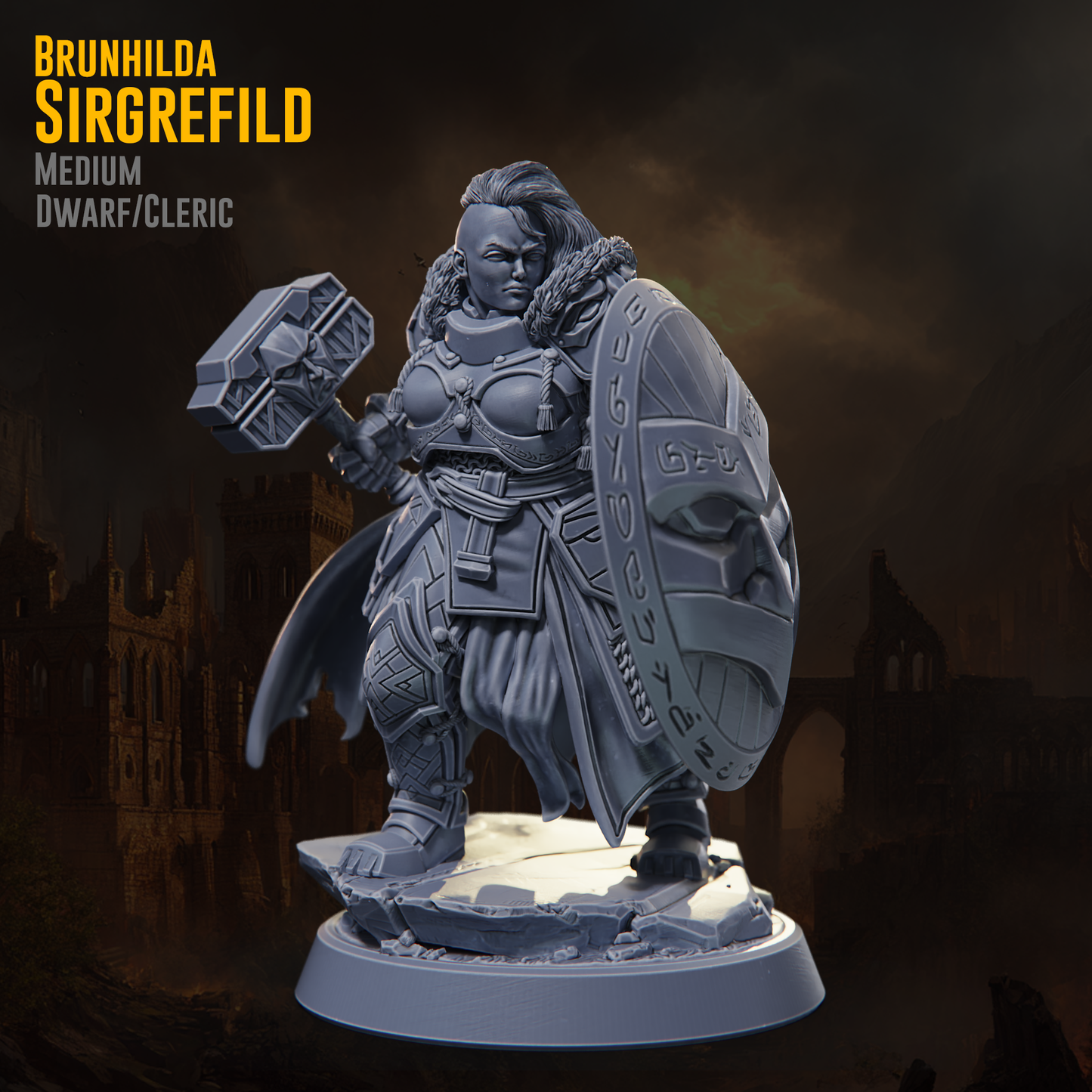 Claymore Miniatures - Brunhilda Sirgrefild, Dwarf Cleric - Riders of Ruin 2025 November