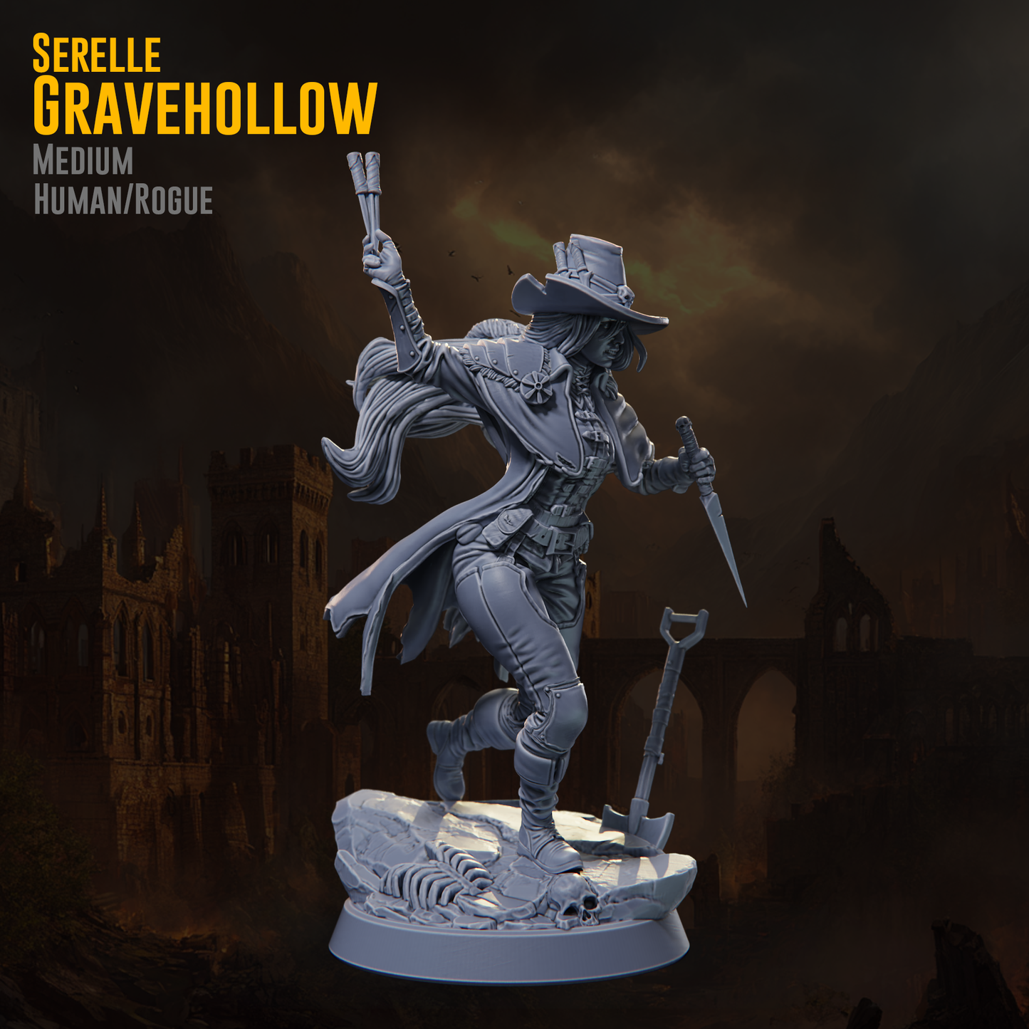 Claymore Miniatures - Serelle Gravehollow, Human Rogue - Riders of Ruin 2025 November