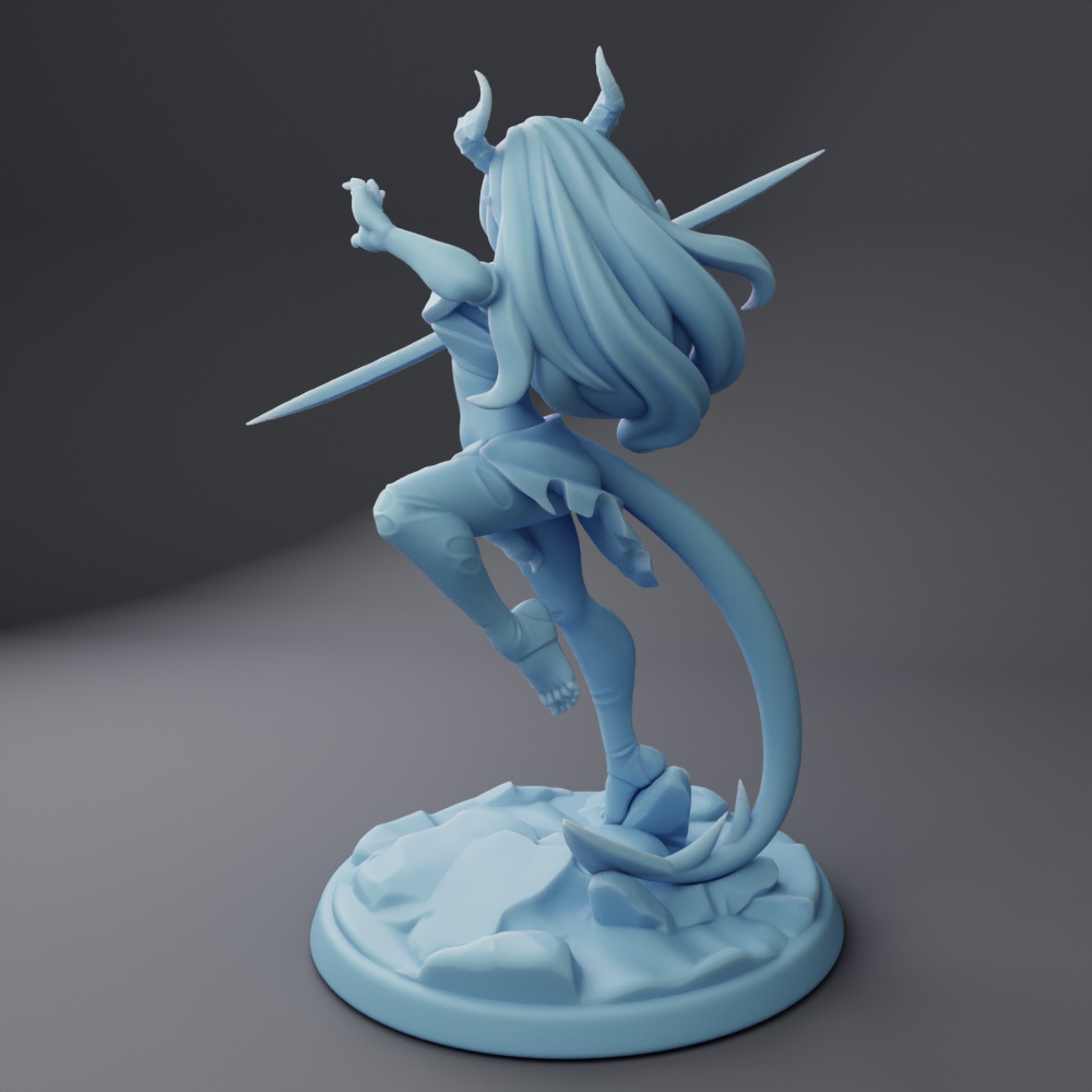 Twin Goddess Miniatures - Neferit, The Tiefling, Plus Beast Companion - Reforged 2024 August