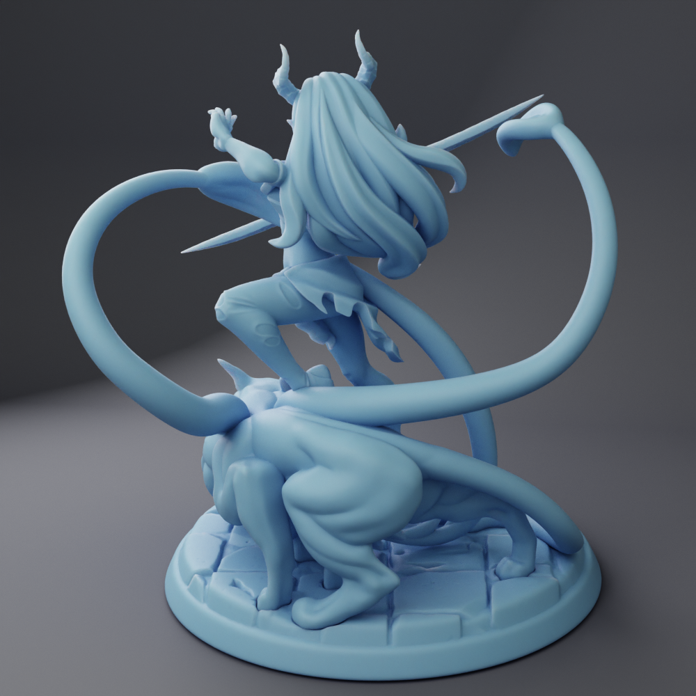 Twin Goddess Miniatures - Neferit, The Tiefling, Plus Beast Companion - Reforged 2024 August