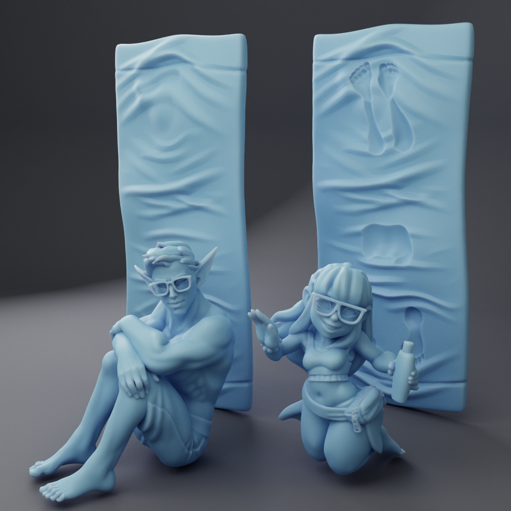Twin Goddess Miniatures - Asscii and Bernadette - Beach Week 2 2023 August