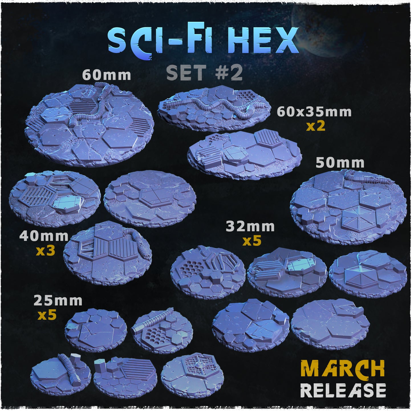 Zabavka Workshop - Terrain Sci - Fi Hex, Toppers #2 2023 March