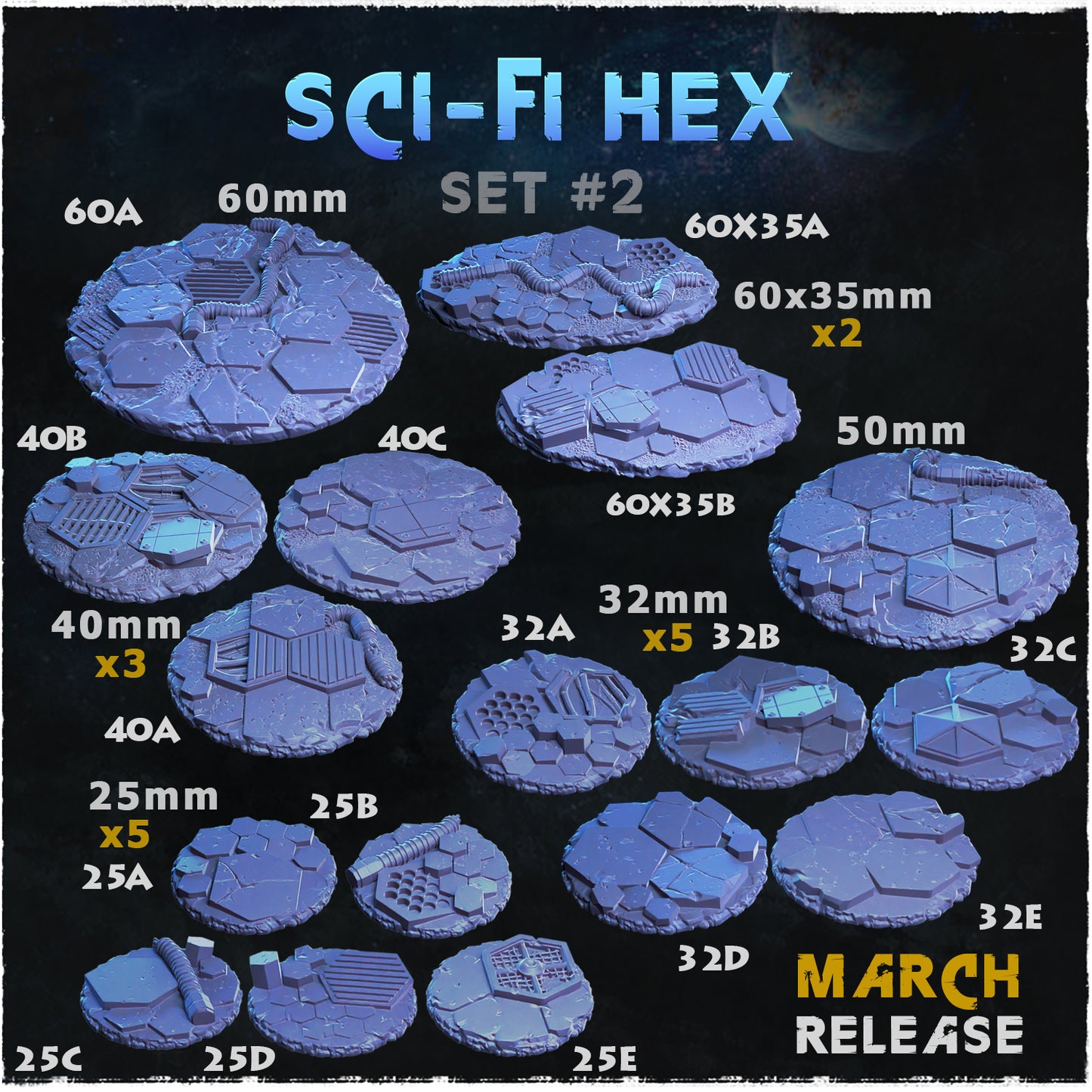 Zabavka Workshop - Terrain Sci - Fi Hex, Toppers #2 2023 March