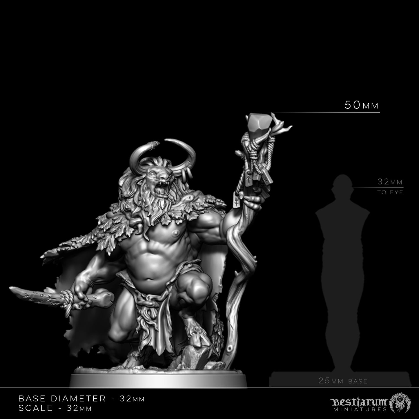 Bestiarum miniatures - Minotaur Cleric of Mologh, Penitent Heroe - Misbegotten Dhampir 2024 December