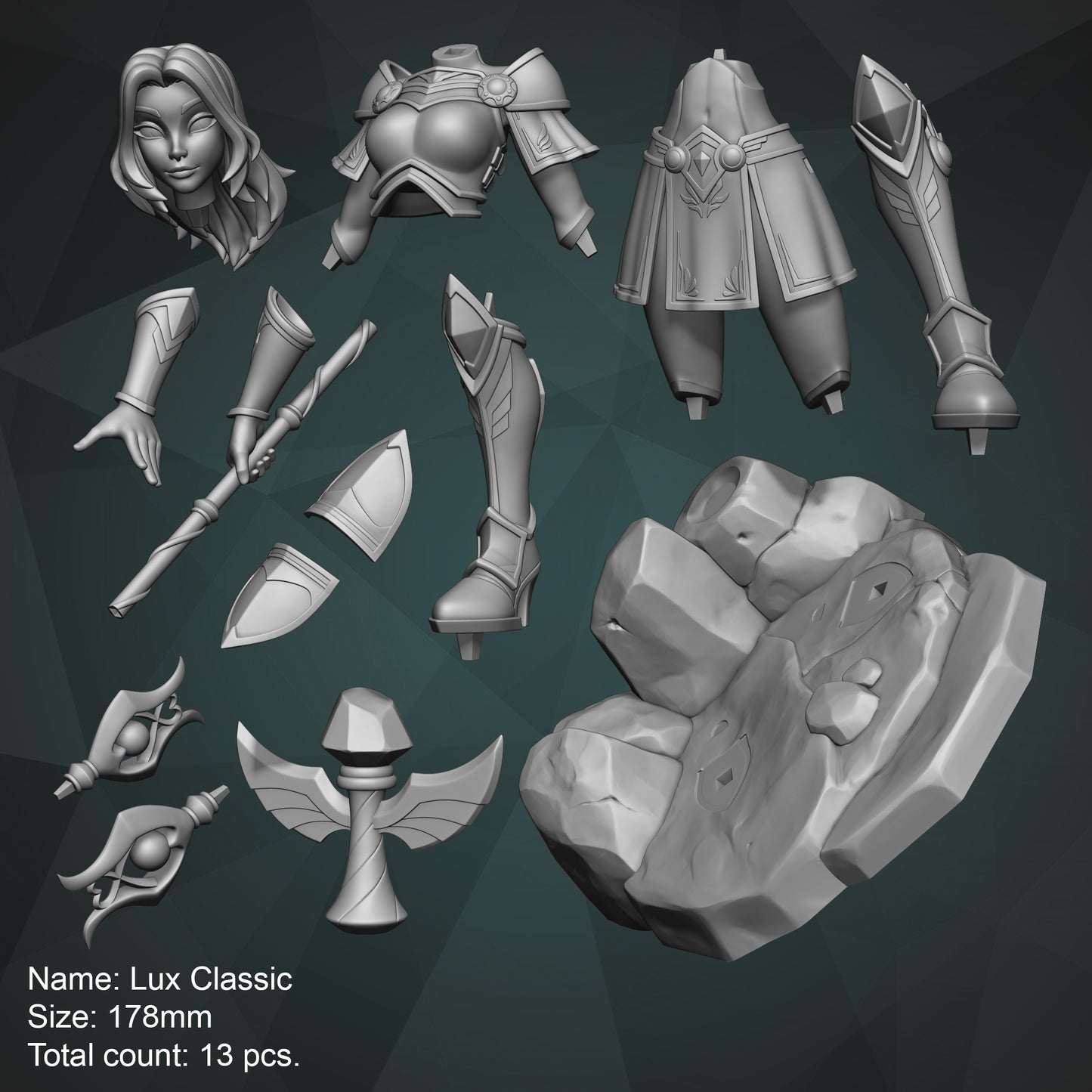 Skyler 3D Studio - Lux League Of Legends Lol 18cm / 9cm