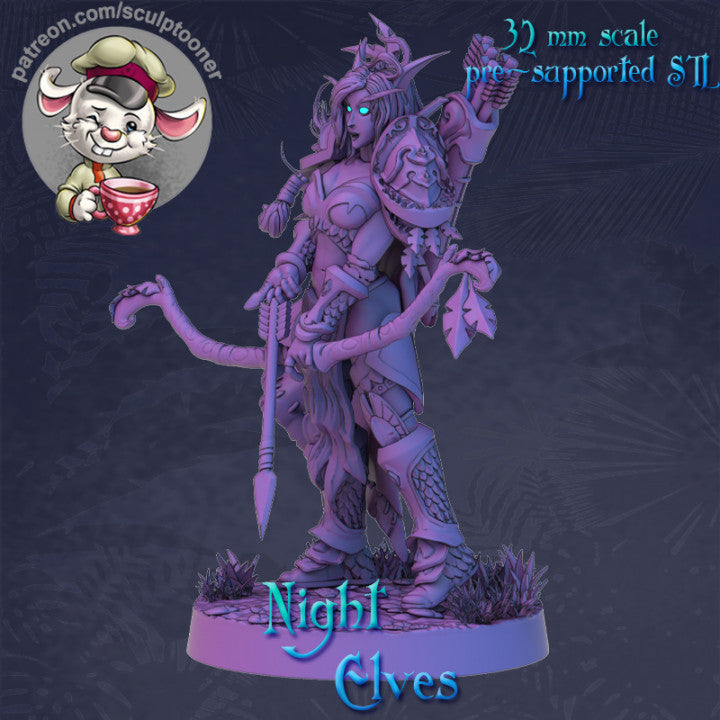 Sculptooner - Female Archer Ranger Hero, Night Elf - Wolrd of Warcraft