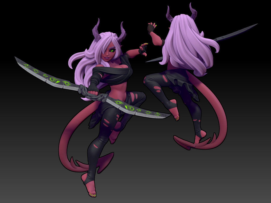 Twin Goddess Miniatures - Neferit, The Tiefling, Plus Beast Companion - Reforged 2024 August