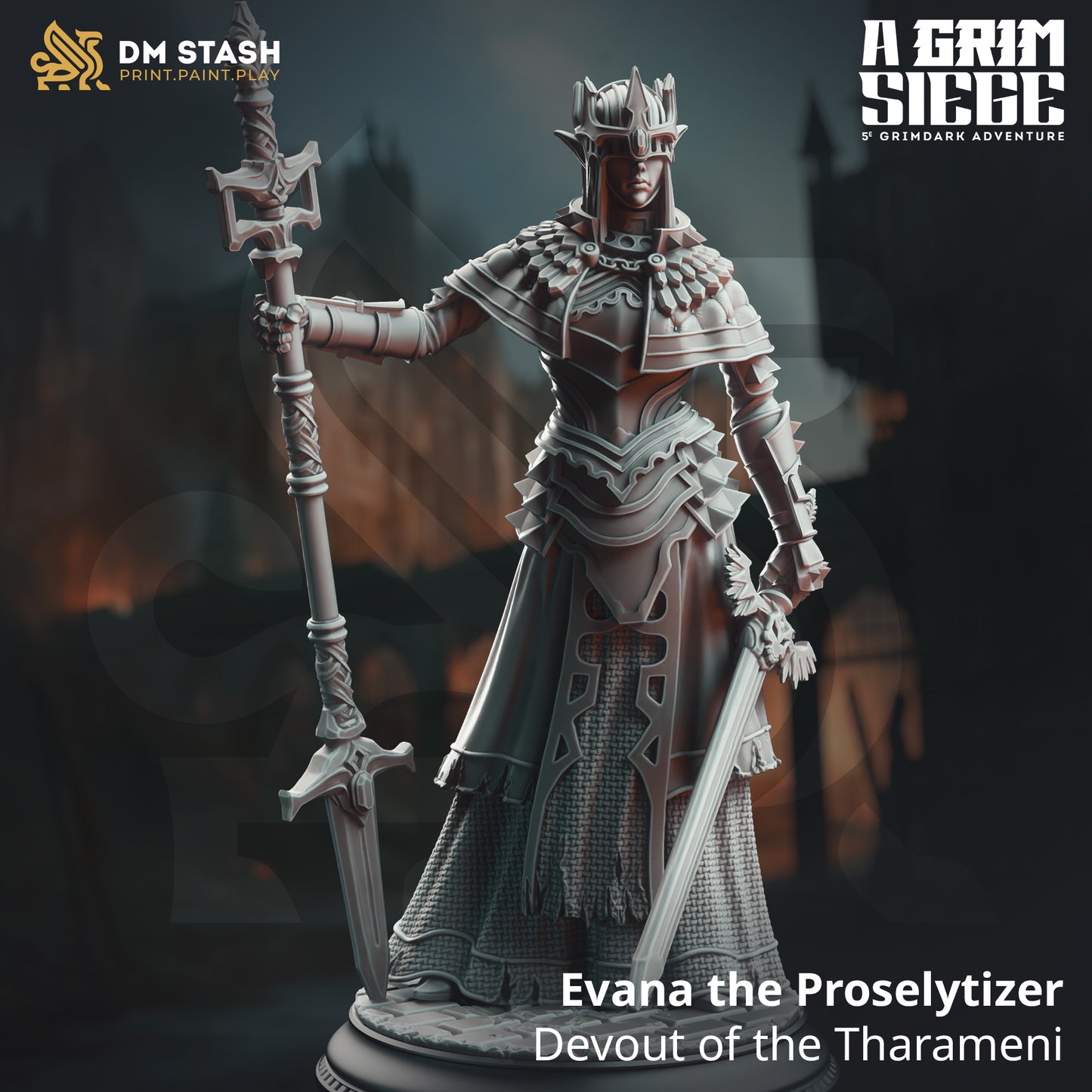 DM Stash - Evana the Proselytizer, Devout of the Tharameni - A Grim Siege 2025 April