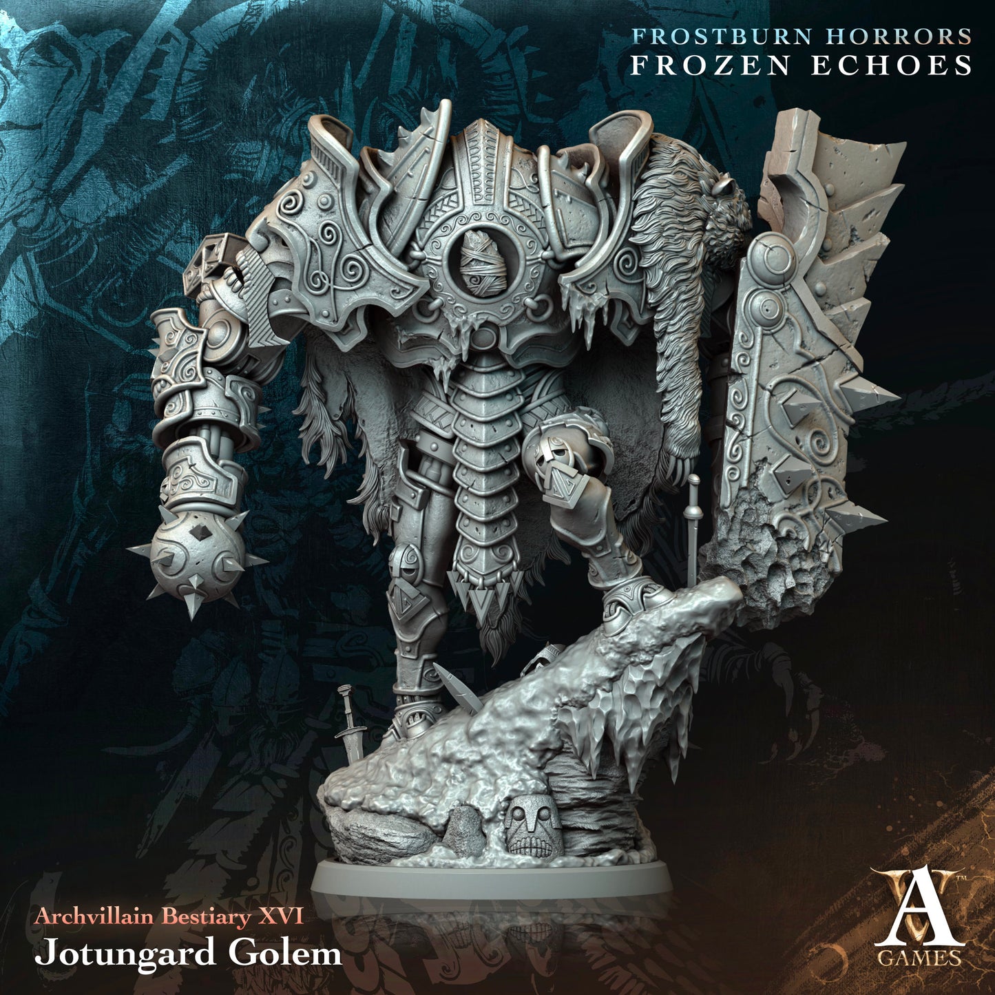 Archvillain Games - Jotungard Golem (Large) - Archvillain Bestiary Vol. XVI - Frostburn Horrors Frozen Echoes 2024 Dcember