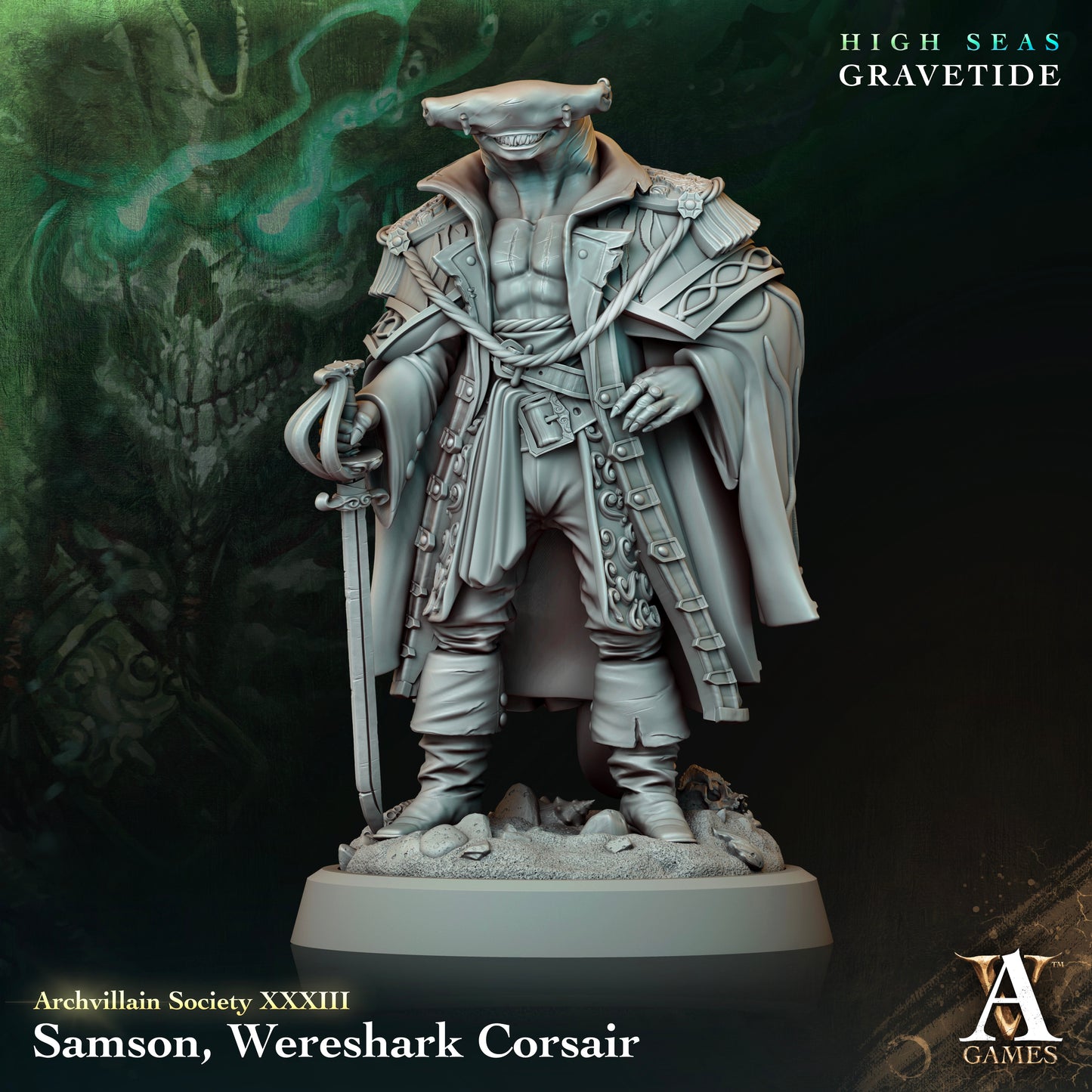 Archvillain Games - Samson, Wereshark Corsair - Archvillain Society Vol. XXXllI - High Seas Gravetide 2024 March