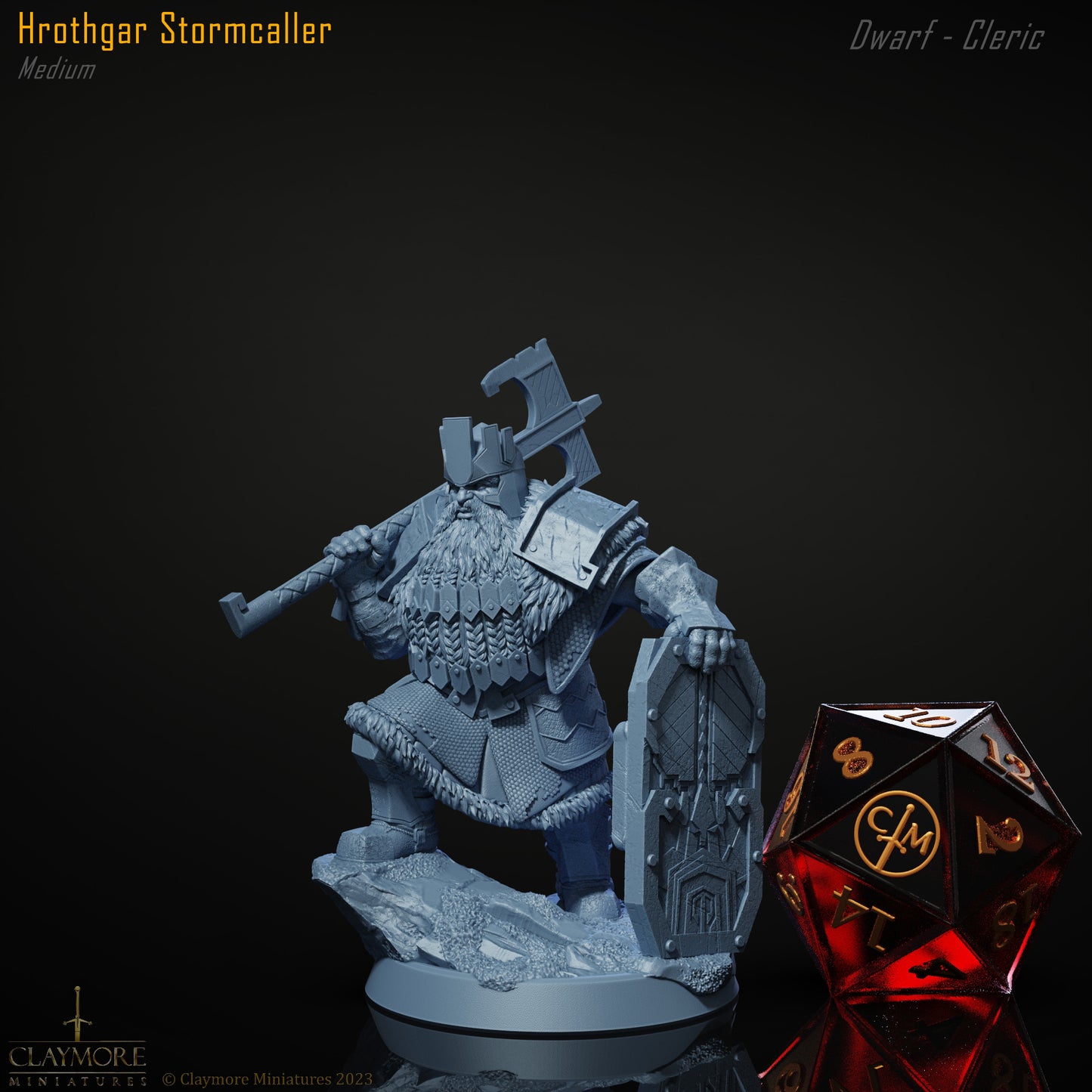 Claymore Miniatures - Hrothgar Stormcaller, Dwarf Cleric - Heroes