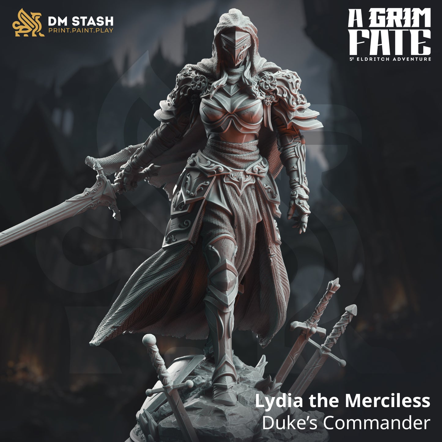 DM Stash - Lydia the Merciless, Duke’s Commander - A Grim Fate 2024 June