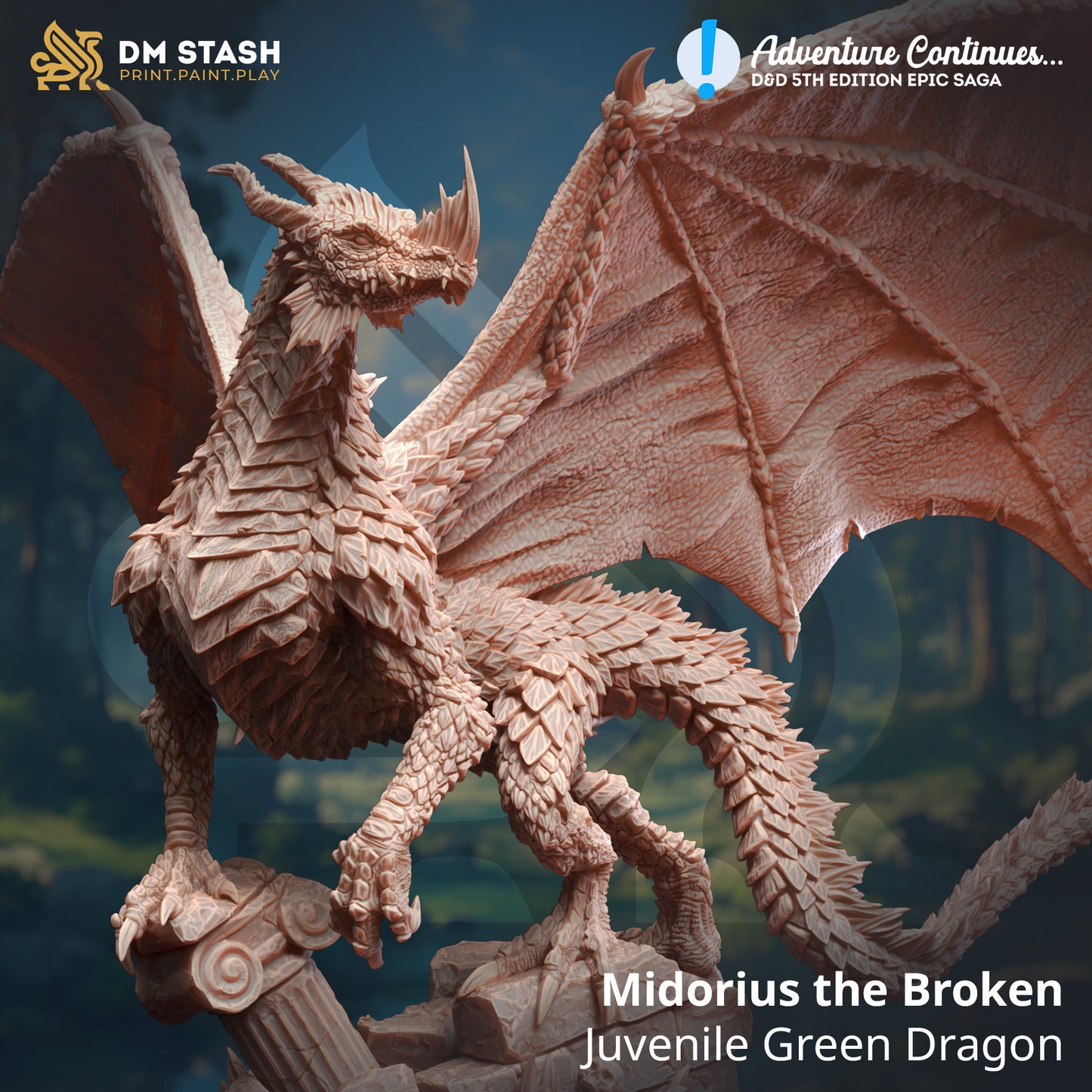 DM Stash - Midorius the Broken, Juvenile Green Dragon (Huge) - Adventures Continues 2024 May