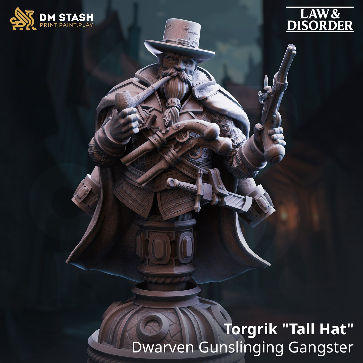 DM Stash - Torgrik Tall Hat, Dwarven Gunslinging Gangster (Bust) 12cm - Law & Disorder 2025 December