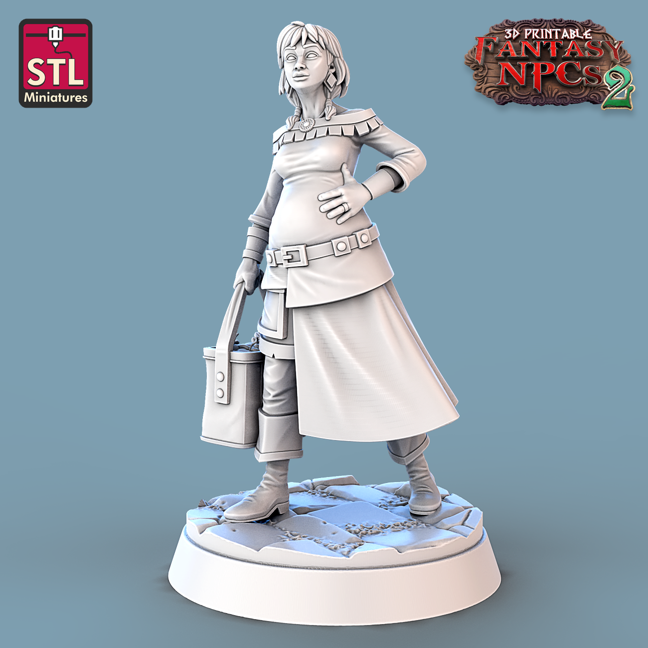 STL Miniatures - Townsfolk J - Fantasy NPCs 2