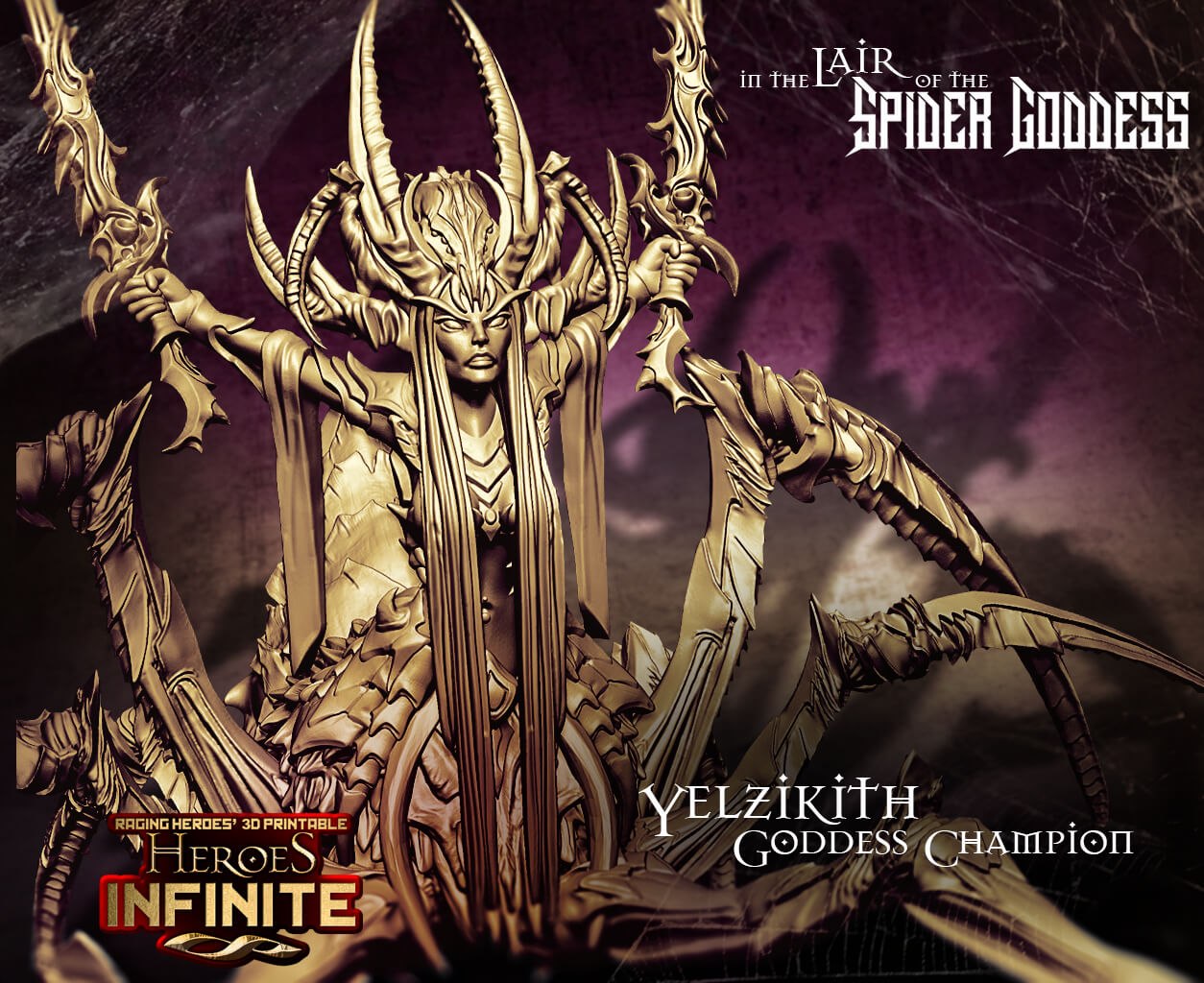Heroes Infinite Raging Heores - Yelzikith Goddess Champion (Huge) - In the Lair of the Spider Goddess