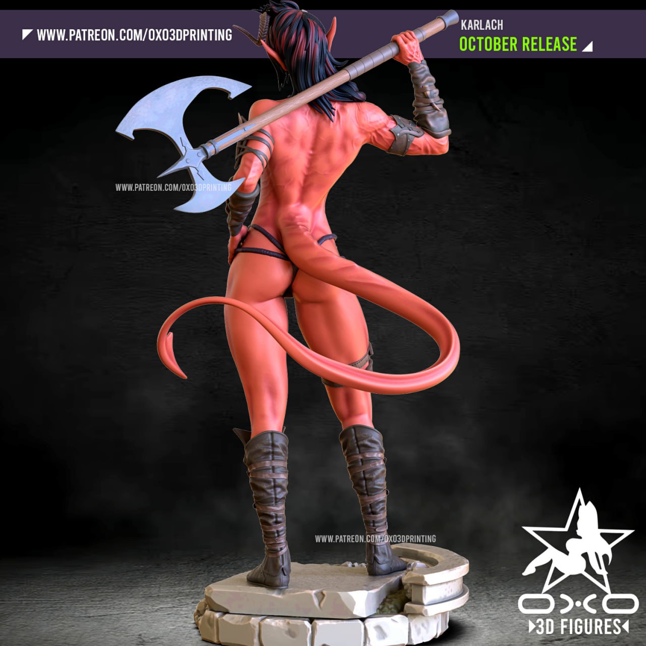 0X03D Figures - Tiefling Karlach Barbarian Baldurs Gate 3 Miniature