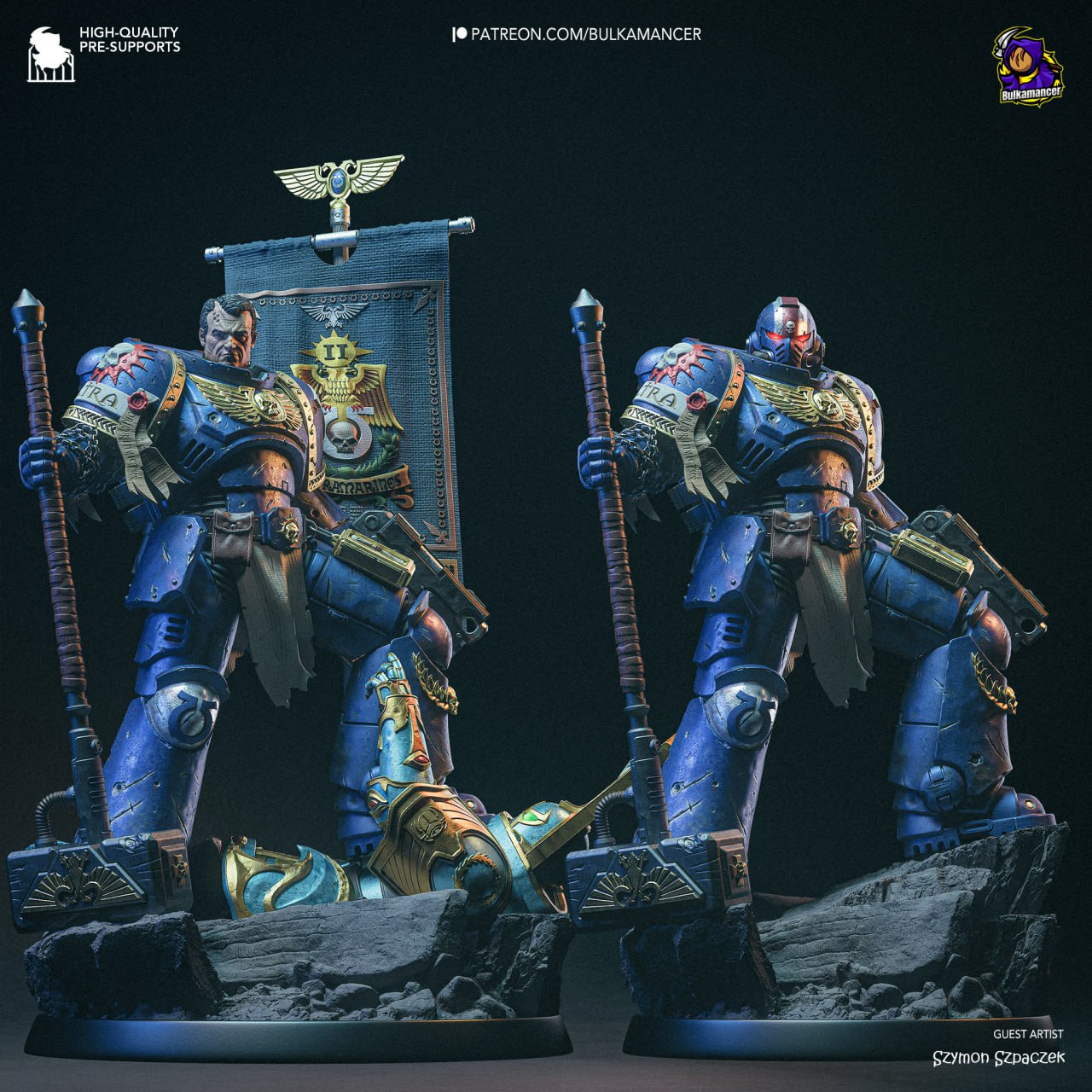 Bulkamancer Sculpts - Space Marine, Titus Ultramarines - 25cm / 12.5cm / Mini