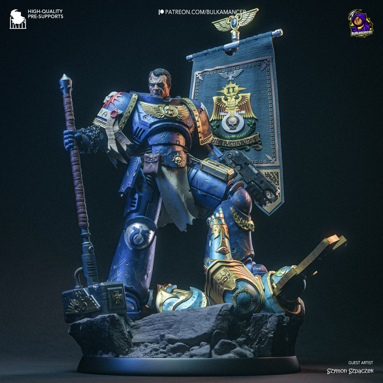 Bulkamancer Sculpts - Space Marine, Titus Ultramarines - 25cm / 12.5cm / Mini