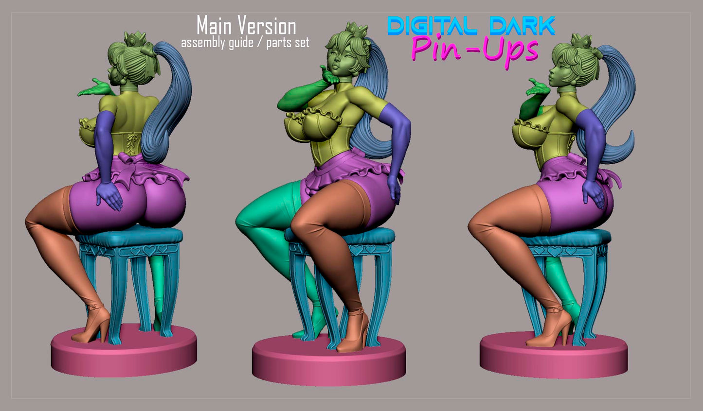 Dark Digital Pin Ups - Princess Peach, Super Mario