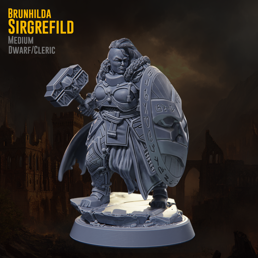 Claymore Miniatures - Brunhilda Sirgrefild, Dwarf Cleric - Riders of Ruin 2025 November
