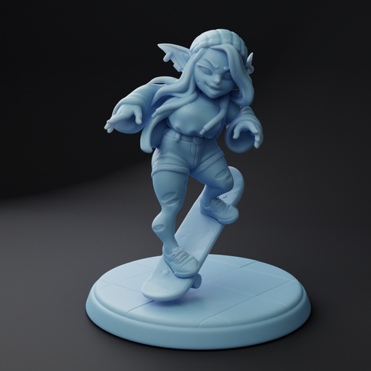 Twin Goddess Miniatures - Jane the Goblin Skateboarder - Fantasy College 2022 December