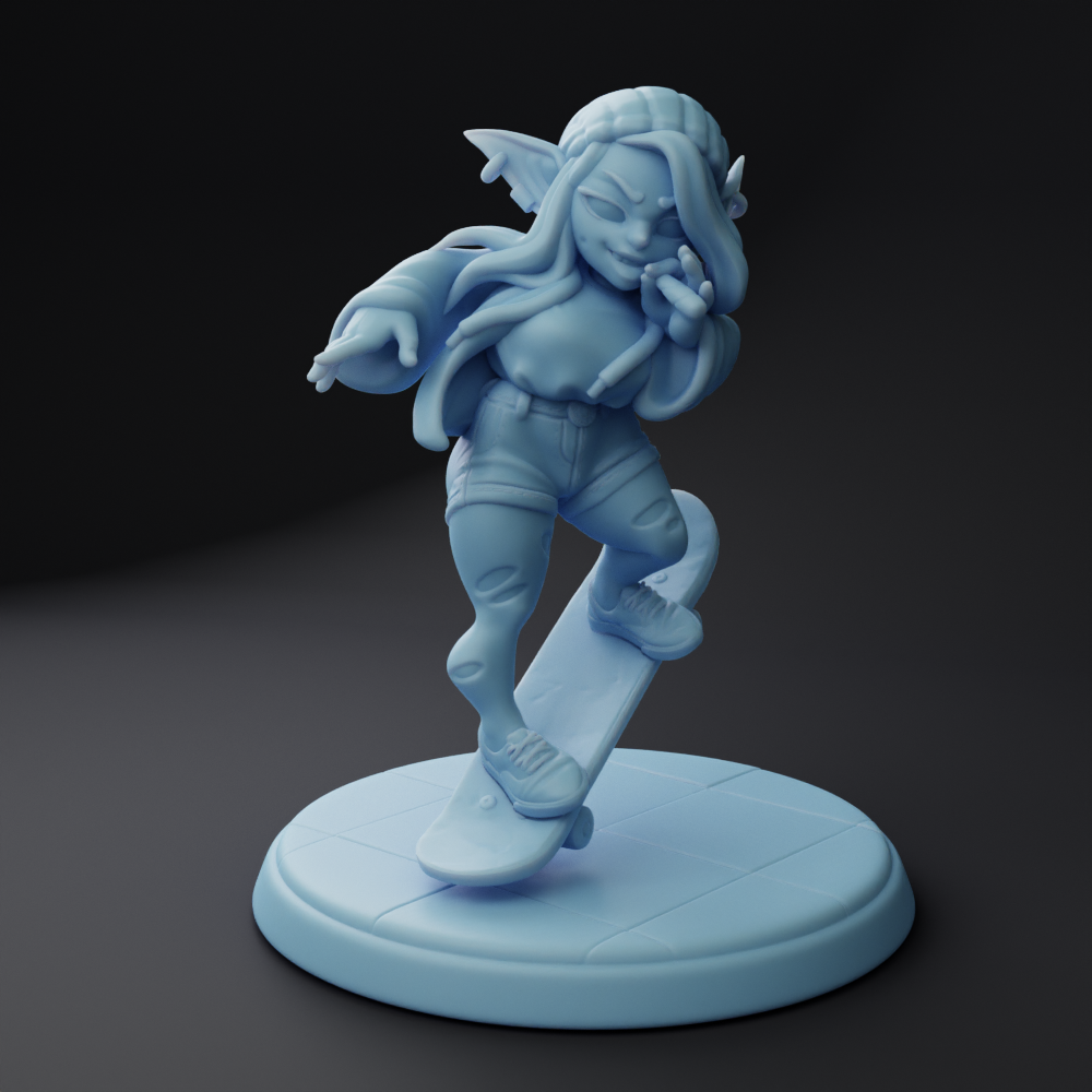 Twin Goddess Miniatures - Jane the Goblin Skateboarder - Fantasy College 2022 December
