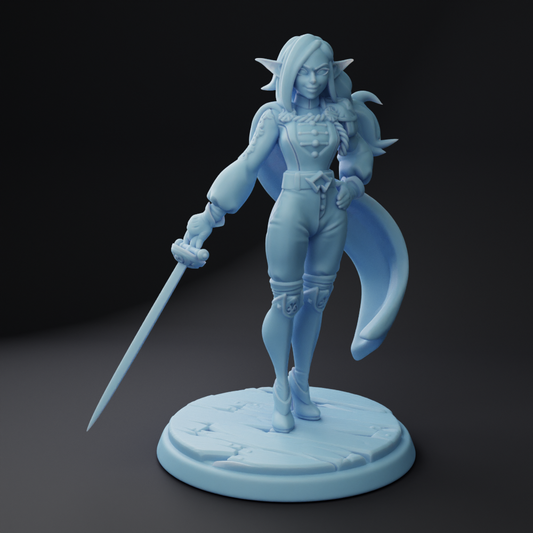 Twin Goddess Miniatures - Admiral Karina, Space-elf Duelist - Starjammer Adventures in Space 2022 August
