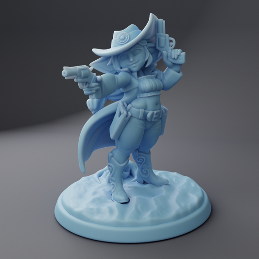 Twin Goddess Miniatures - Baretta the Goblin Gunslinger - Fantasy Western 2023 June