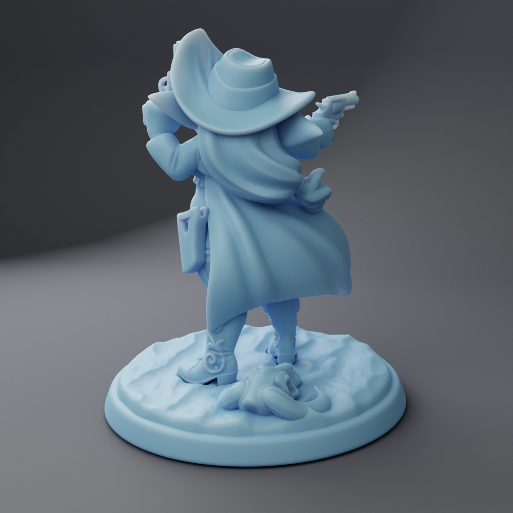 Twin Goddess Miniatures - Baretta the Goblin Gunslinger - Fantasy Western 2023 June