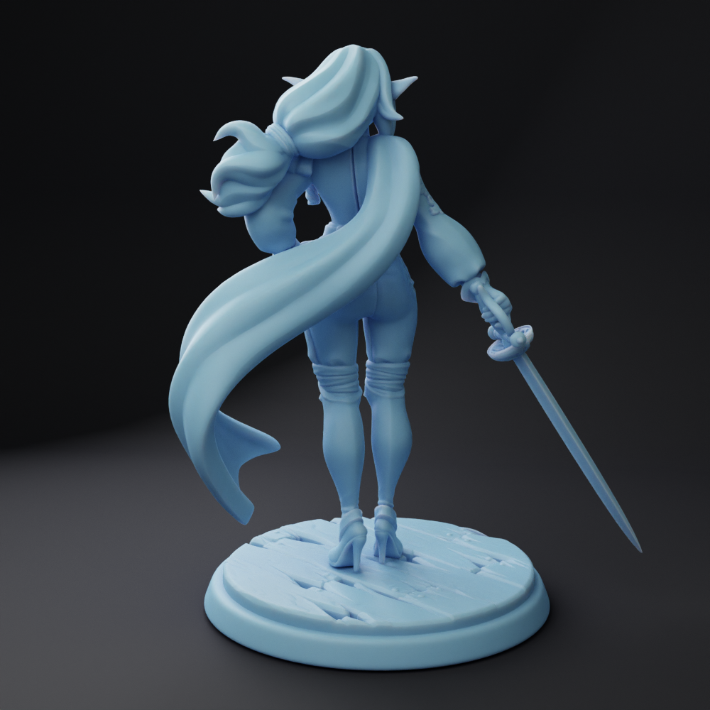 Twin Goddess Miniatures - Admiral Karina, Space-elf Duelist - Starjammer Adventures in Space 2022 August