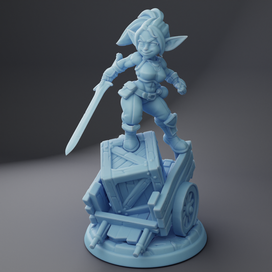 Twin Goddess Miniatures - Blix the Goblin Fighter Action Base - Oakenhallow #3 2023 July