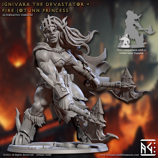 Artisan Guild - Ignivara the Devastator, Fire Jotunn Princess (Gargantuan) - Magmaforged Dwarves of the Depths 2025 April