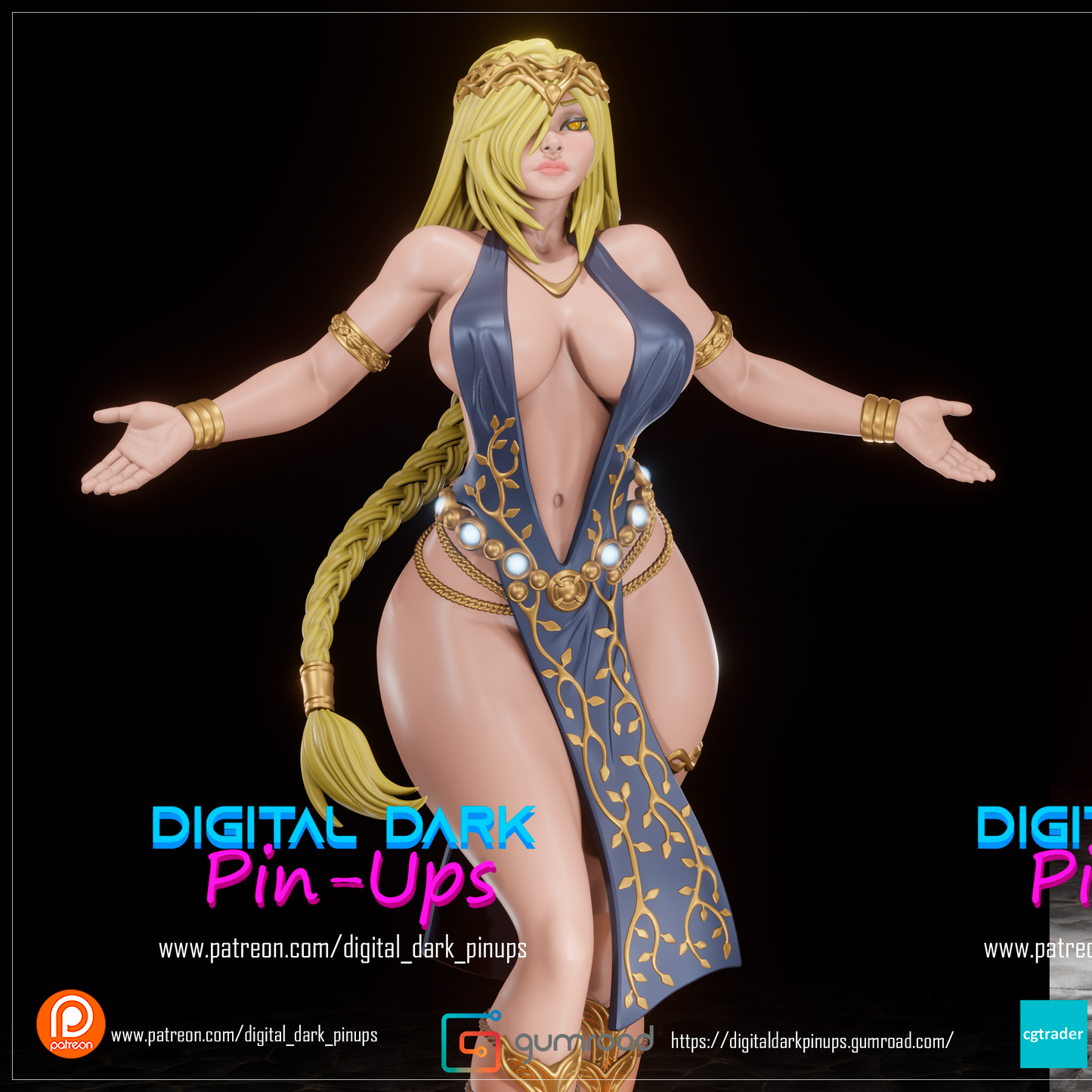 Digital Dark Pin Ups - Queen Marika, Elden RIng