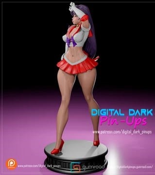 Dark Digital Pin Ups - Sailor Mars, Sailor Moon