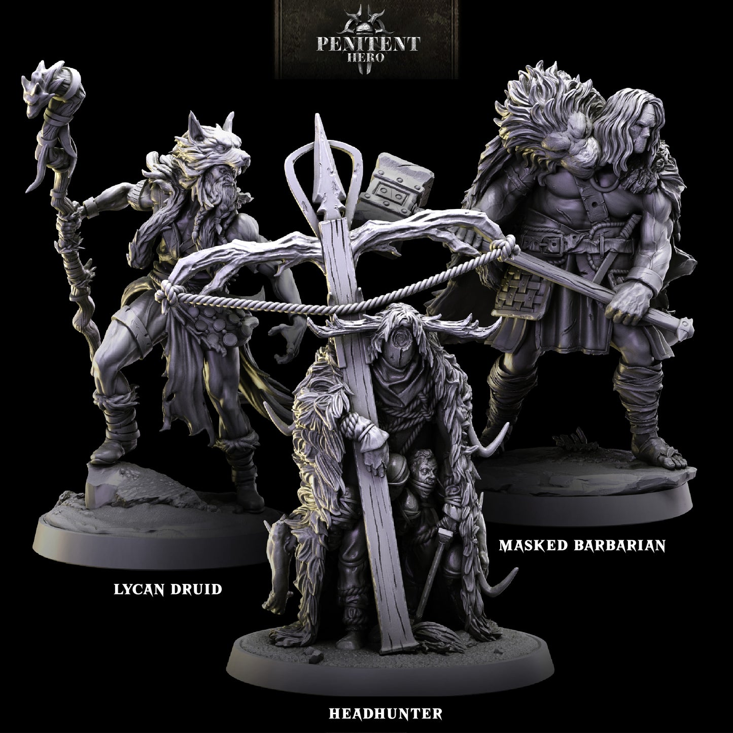 Bestiarum miniatures - Penitent Heroe - Accursed Ettin and The Wilds 2024 January Release