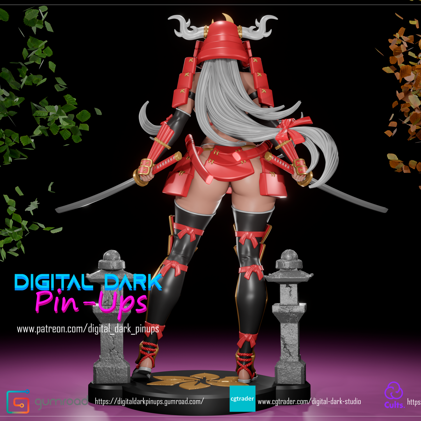 Digital Dark Pin Ups - Samurai GIrl
