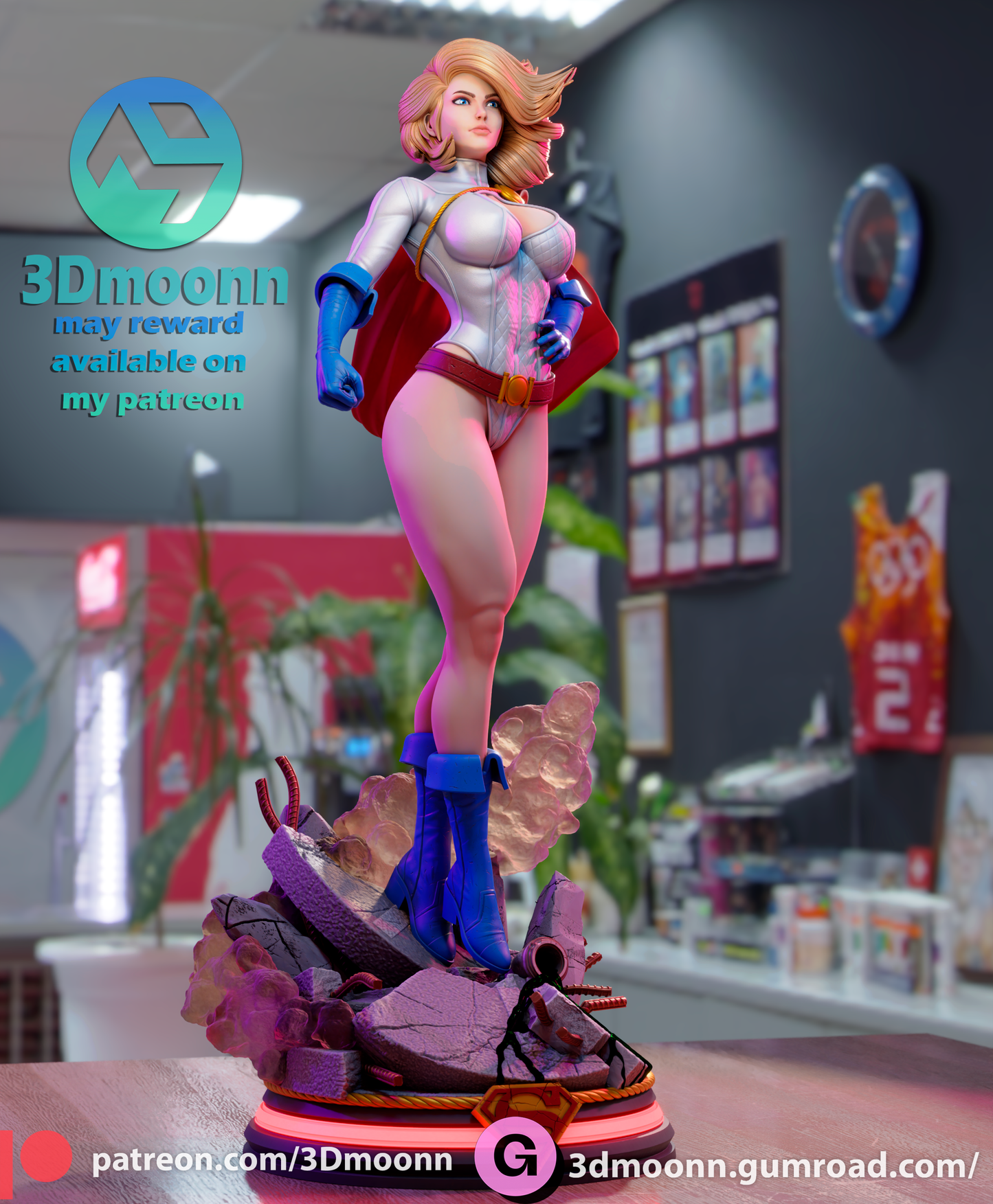 3D.Moonn - Power Girl, Version 2,  2024 May - 30CM - 15CM