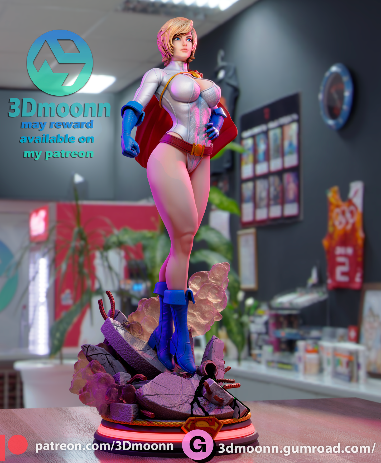 3D.Moonn - Power Girl, Version 2,  2024 May - 30CM - 15CM