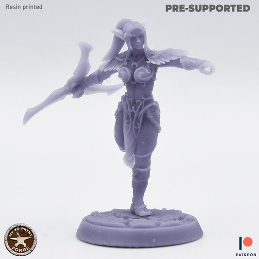 My 3D Print Forge - World of Warcraft, Night Elves, Female Elf Sentinel Attack 2023 February 35mm