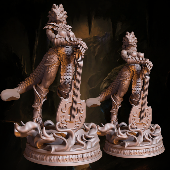 Jugglers Miniatures - Printable Dragonborn Bard Pose I – Half & Full Dragon