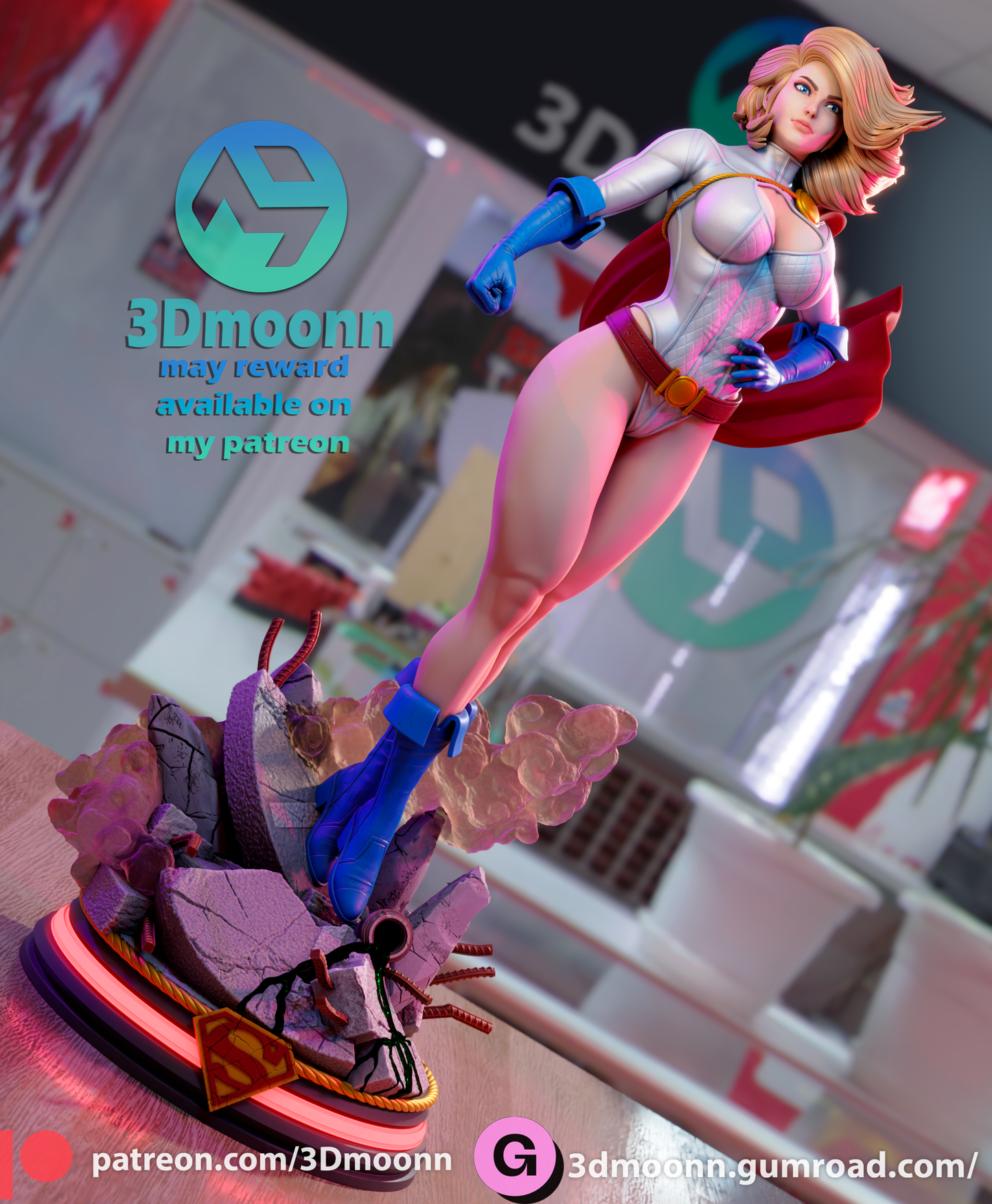 3D.Moonn - Power Girl, Version 2,  2024 May - 30CM - 15CM