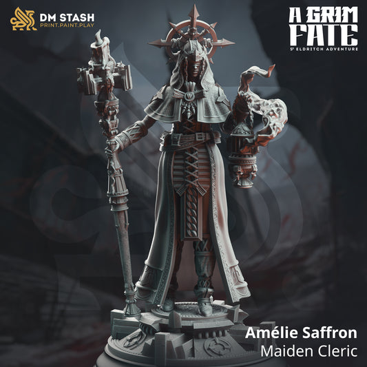 DM Stash -  Amélie Saffron, Maiden Cleric - A Grim Fate 2024 June