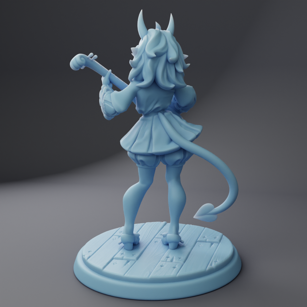 Twin Goddess Miniatures - Amora The Tiefling Bard - Hero Tier February 2024 35mm / 75mm