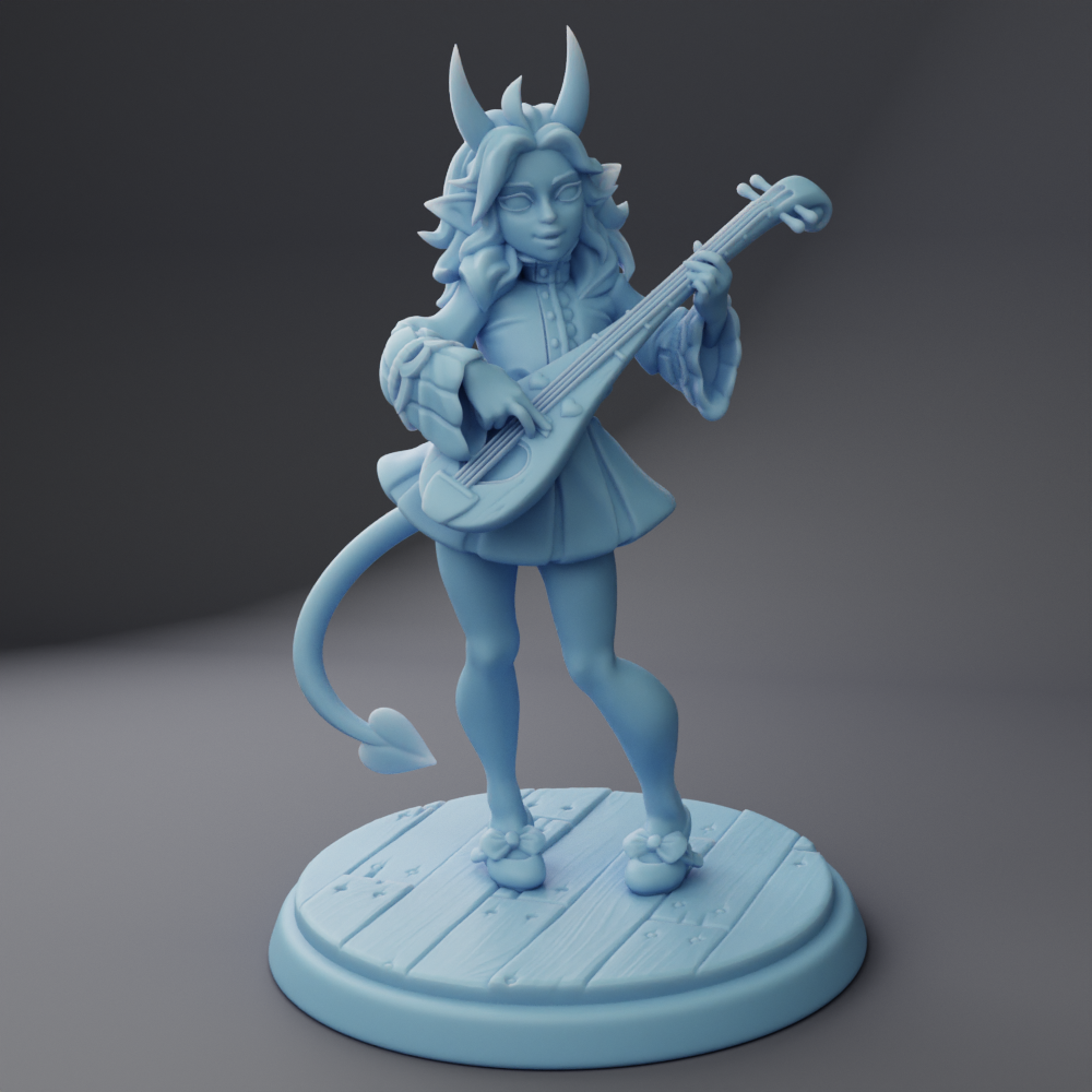 Twin Goddess Miniatures - Amora The Tiefling Bard - Hero Tier February 2024 35mm / 75mm