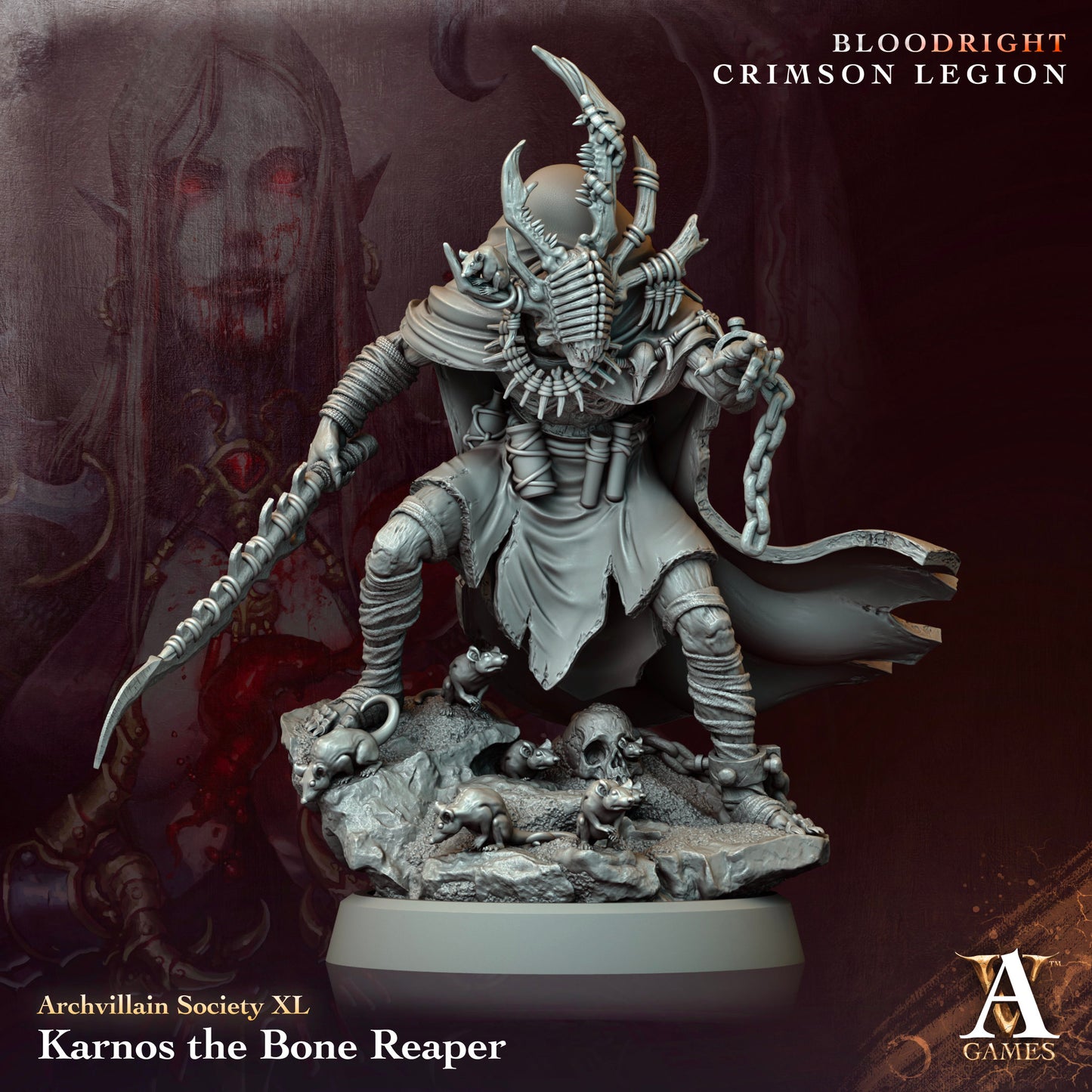 Archvillain Games - Karnos, The Bone Reaper - Archvillain Society Vol. XL - Bloodright, Crimson Legion 2024 October