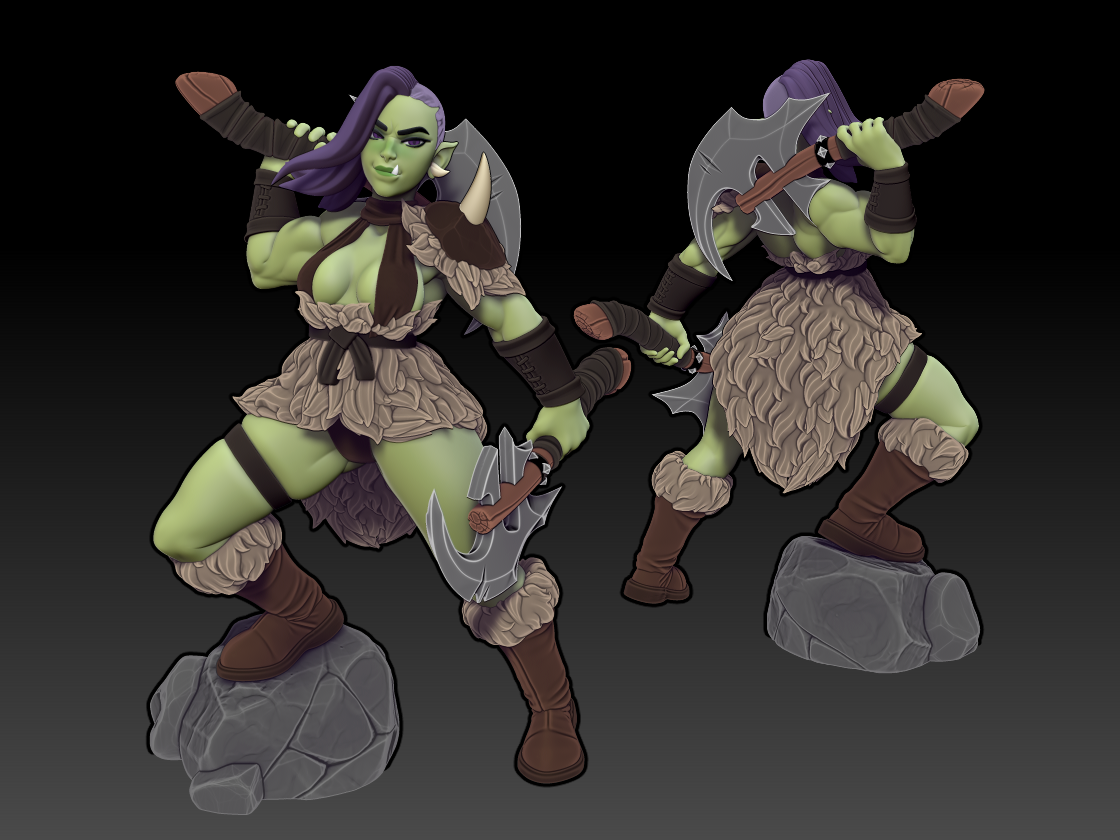 Twin Goddess Miniatures - Orc Barbarian - Modern and Ancient Fantasy 2024 September Release 35mm