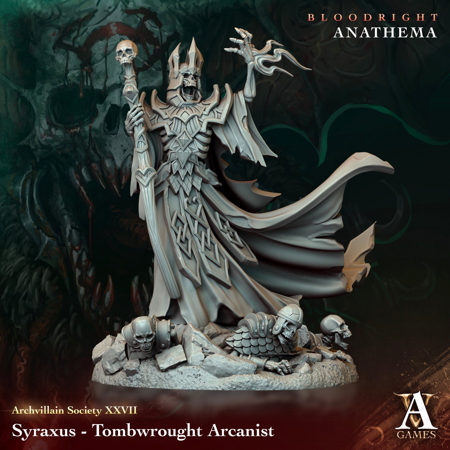 Archvillain Games - Syraxus Undead Tombwrought Arcanist Archvillain Society Vol. 28 Bloodright - Anathema 2023 October