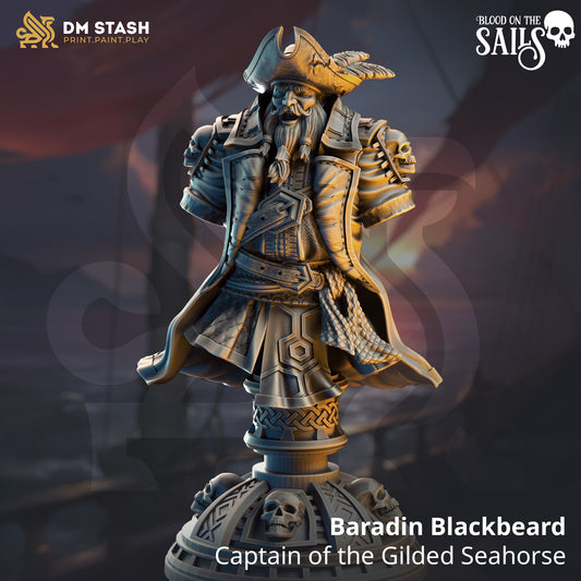 DM Stash - Baradin Blackbeard, Captain of the Gilded Seahorse (Bust) - Blood on the Sails 2025 July