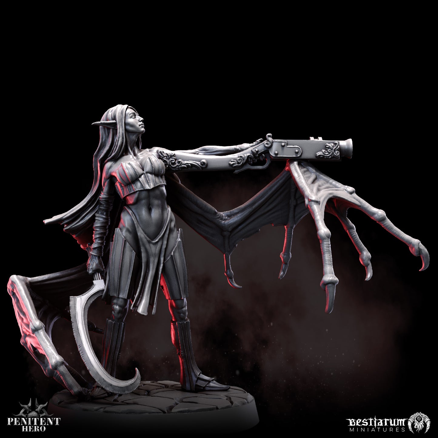 Bestiarum miniatures -  Bloodborn Dragoon, Penitent Heroe - Misbegotten Dhampir 2024 December